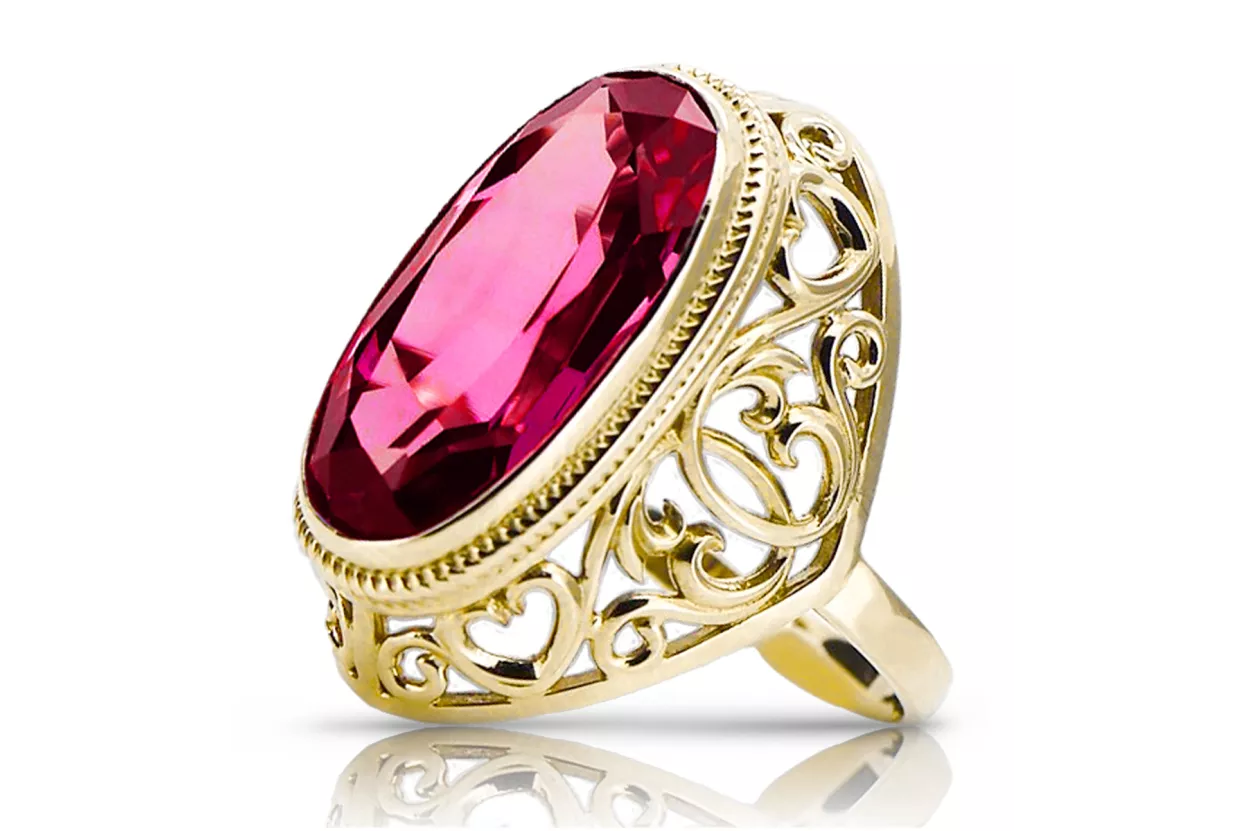 14K Yellow gold Ruby Ring Vintage craft vrc184y